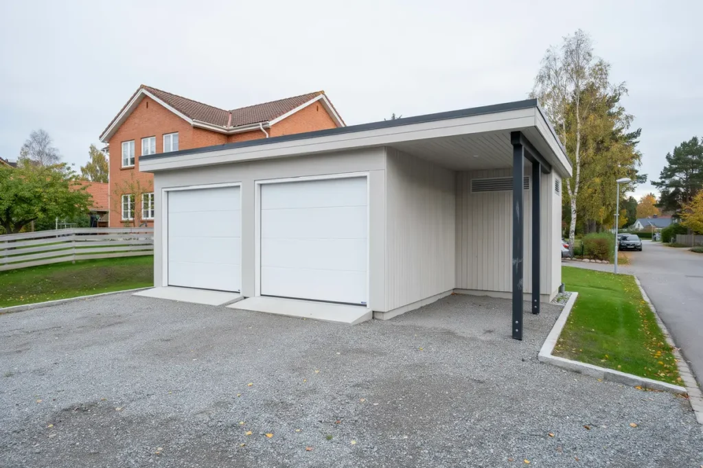uppf rande av dubbelgarage med carport och f rr d i ljungsbro sterg tland