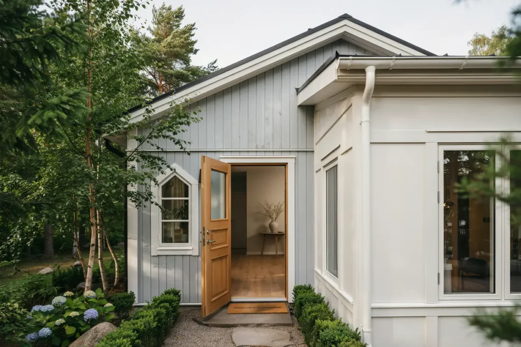tillbyggnad av entr och hall p villa i ljungsbro